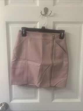 Express Blush Faux-Leather Mini Skirt